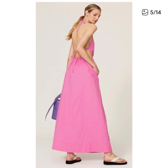 STAUD Apfel Cutout Maxi Dress - Pink Size M - Picture 2 of 11